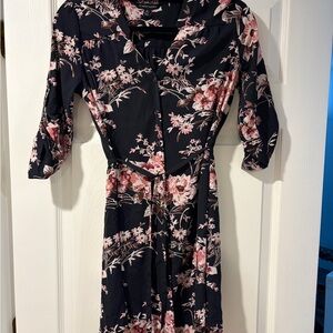41 Hawthorn Floral Midi Dress - Navy and Pink